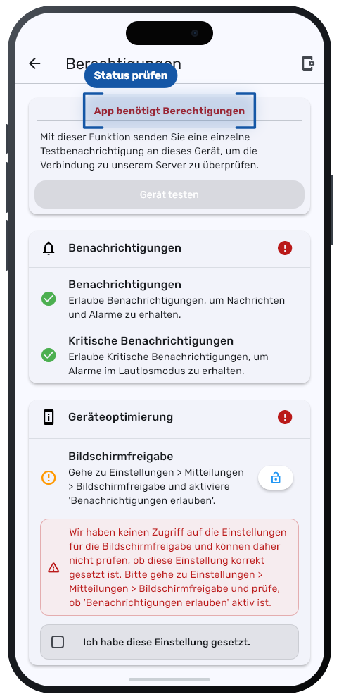NOKO Geräteberechtigungen
