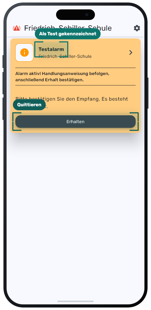 NOKO Testalarm mit Kennzeichnung und Quittierung