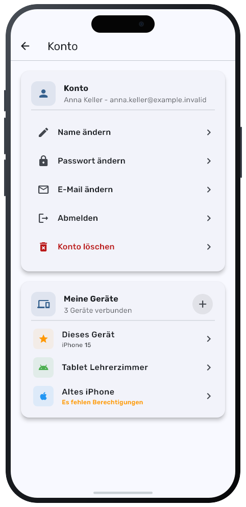 NOKO Konto mit verbundenen Geräten