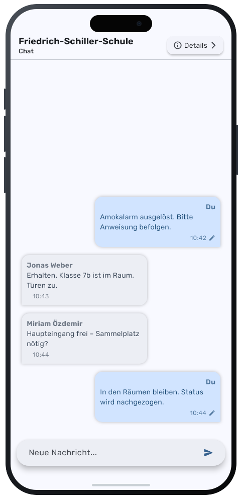 NOKO Notfallchat während des Alarms